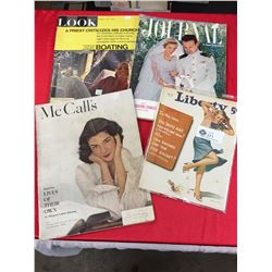 4 Vintage Magazines. Ladies Home Journal 1953 Look Magazine, McCall's Magazine, and Liberty Magazine