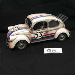 The Love Bug. Tin Car. Newer Decoration Car. 13  L x 5.5  h x 6  W