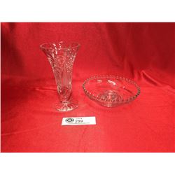 Candlewick Glass Candle Stick and Cut Crystal Vase