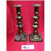 Image 1 : A Pair of Victorian English Brass Beehive Candlesticks form 1880's