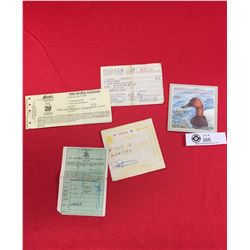 Canadian Wildlife Habitat Conservation Stamps. 1986 Plus A Lot of Hunting Licenses