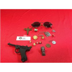 Nice Little Vintage Collectible Lot.Pair of Vintage Sunglasses an Old Key and Clicker Toy, Ect.