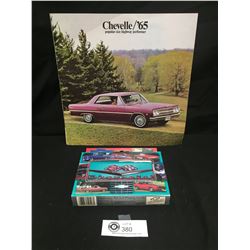 1965 Chevelle Dealership Pamplet Plus Classic Chevrolet Tin and Playing Cards in Original Packaging