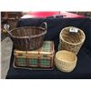 Image 1 : Lot of 4 Different Baskets. Woven and Wicker