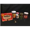 Image 1 : Vintage Kitchen Lot. Nabob Pure Ginger Tin an Old Maid, Nabob Tea Box, Nabob Spoon + 3 glass Peanut 