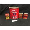 Image 1 : Vintage Kitchen Lot Blue Ribbon Baking Powder, Blue Ribbon Sobroso Spice Tin,Empress Tin Cayenne and
