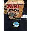 Image 2 : Kitchen Tin Lot. Spice and Asprin Box Plus a Jell-O with 1 of the Collectible Plane Chips Inside