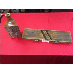 Vintage Wooden Cabbage Cutter and a Wooden Vase Made from a Log