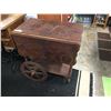 Image 1 : Vintage Wooden Trolley with Wooden Wheels. Has 2 Leaves that Fold Up to Make a Table. Very Nice.No S