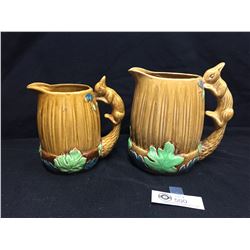 Lot of 2 Squirell Water Pitchers. 1 was made in Occupied Japan 6.5" H_ and 1 was made in Japan.5.5" 