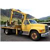 Image 1 : Ford F Series Flatbed Truck w/ IMT 4825 Truck-Mounted Extendable Crane (Runs & Drives, See Video)