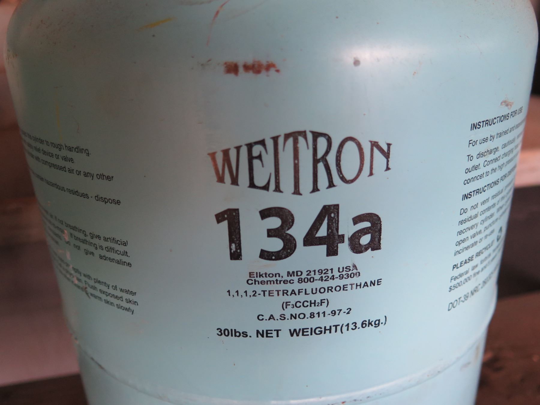 Weitron 134a Refrigeration & Isceon 22 Chrodia Cylinder & JB Eliminator ...