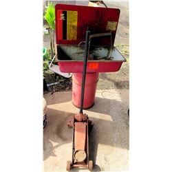 Red Metal Floor Jack w/ Parts Washer