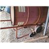 Image 2 : 55 Gallon Drum w/ Rolling Red Metal Dolly Cart Hand Truck
