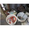 Image 2 : Contents of Shelves and Buckets: Extension Cords, Spray Paint, Fan Belts, Rim Caps, Case Oil, etc