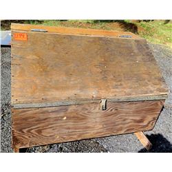 Outdoor Wooden Latched Storage Box w/ Misc Tools, Nails, Screws, etc