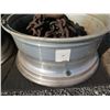 Image 2 : Qty 2 Truck Tire Rims w/ Chains & Nylon Tie Down Straps
