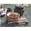 Image 2 : Pallet Fire Hoses, Rim, Qty 3 Tires, Metal Adjustable Shelf Supports, etc