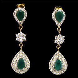 Natural Untreated Top Green Emerald Earrings
