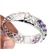 Image 3 : Natural Oval 5x4mm Purple Amethyst Green Emerald Bangle