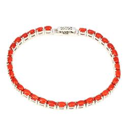 Natural Oval Orange Italian Coral Bracelet