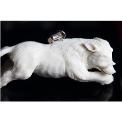 Natural Hand Craved Antler 3D Boar Pendant