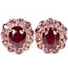 Image 1 : Natural RED RUBY & RHODOLITE GARNET Earrings