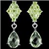Image 1 : NATURAL GREEN AMETHYST 9X7 MM. PEAR & PERIDOT Earring