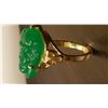 Image 3 : Hand Carved 12 Ct Jade Buddha Ring Mounted In 14 kt.