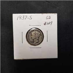 1937 S Mercury Dime