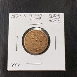 1870 S $5.00 Gold Liberty Head