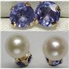 Image 1 : 10K Yellow Gold Tanzanite(0.54ct) Fw Pearl 2 In 1 Earrings, Made in Canada