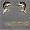 Image 3 : 14K Yellow Gold Dolphin Shape Earrings, Made in Canada