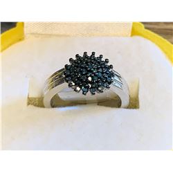 Ladies .925 Silver Black Diamond .50 Carat Cluster ring Appraisal $500