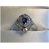 Image 1 : Ladies 14Ktwhite gold custom cast vintage style Diamond and Blue Sapphire Ring with appraisal $3045.