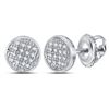 Image 1 : Mens Diamond Circle Cluster Stud Earrings 1/12 Cttw 10kt White Gold