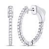 Image 1 : Diamond Single Row Hoop Earrings 1/2 Cttw 10kt White Gold