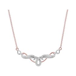 Diamond Flourished Curl Fashion Necklace 1/8 Cttw 10kt Two-tone Gold