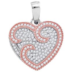 Diamond Heart Pendant 1/3 Cttw 10kt Two-tone Rose Gold
