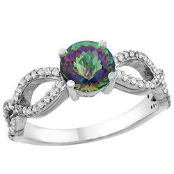 1.25 CTW Mystic Topaz & Diamond Ring 10K White Gold - REF-49K8W