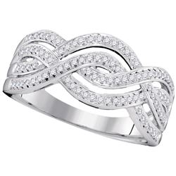 Diamond Wave Crossover Band Ring 1/4 Cttw 10kt White Gold