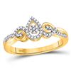 Image 1 : Diamond Teardrop Cluster Curl Ring 1/8 Cttw 10kt Yellow Gold