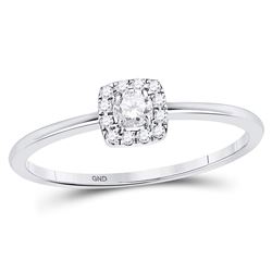 Diamond Solitaire Stackable Band Ring 1/5 Cttw 10kt White Gold