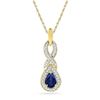 Image 1 : Pear Lab-Created Blue Sapphire Solitaire Pendant 2/3 Cttw 10kt Yellow Gold