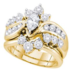 Marquise Diamond Bridal Wedding Engagement Ring Band Set 2.00 Cttw 14kt Yellow Gold