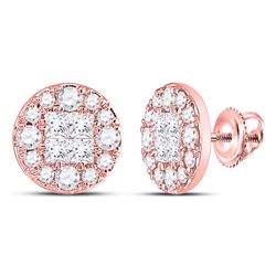 Diamond Cluster Earrings 1/2 Cttw 14kt Rose Gold