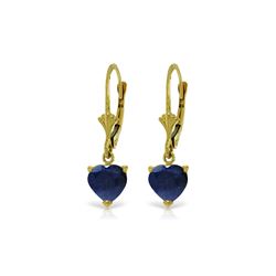 Genuine 3.1 ctw Sapphire Earrings 14KT Yellow Gold - REF-42P2H