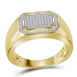 Mens Diamond Octagon Cluster Ring 1/4 Cttw 10kt Yellow Gold