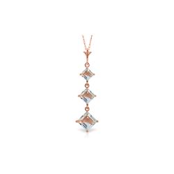 Genuine 2.4 ctw Aquamarine Necklace 14KT Rose Gold - REF-36M3T