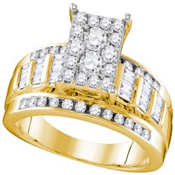 Diamond Rectangle Cluster Bridal Wedding Engagement Ring 7/8 Cttw  10kt Yellow Gold